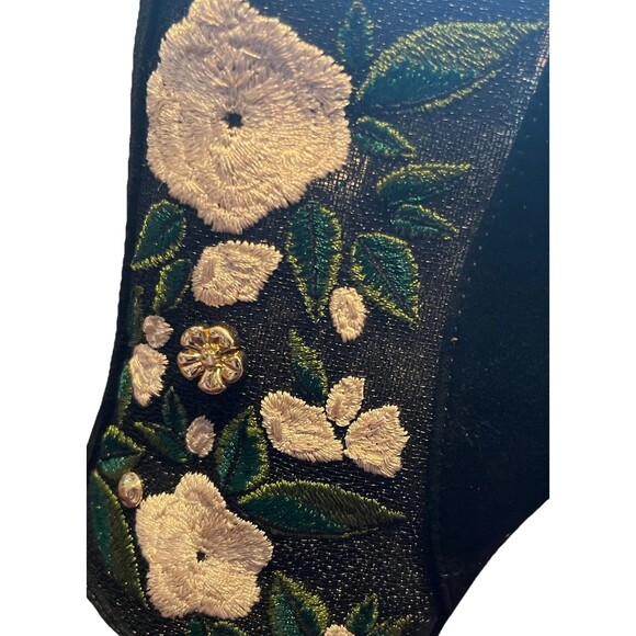 Karl Lagerfeld Paris Embellished Embroidered Black Mesh Sling Back Peep Toe Heel - Picture 4 of 8